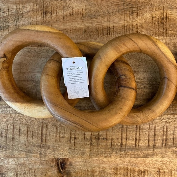 Wooden chain links large 3-link accent pieces heavy weight NEW HANDMADE - Picture 5 of 5